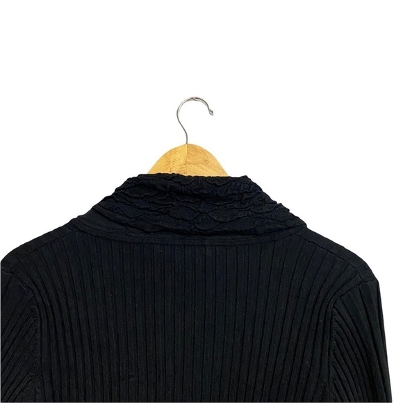 BELLDINI | Womens Black Front Zipper Ribbed Sweater Y2K 2000s Style Size XL Cute - Picture 7 of 7